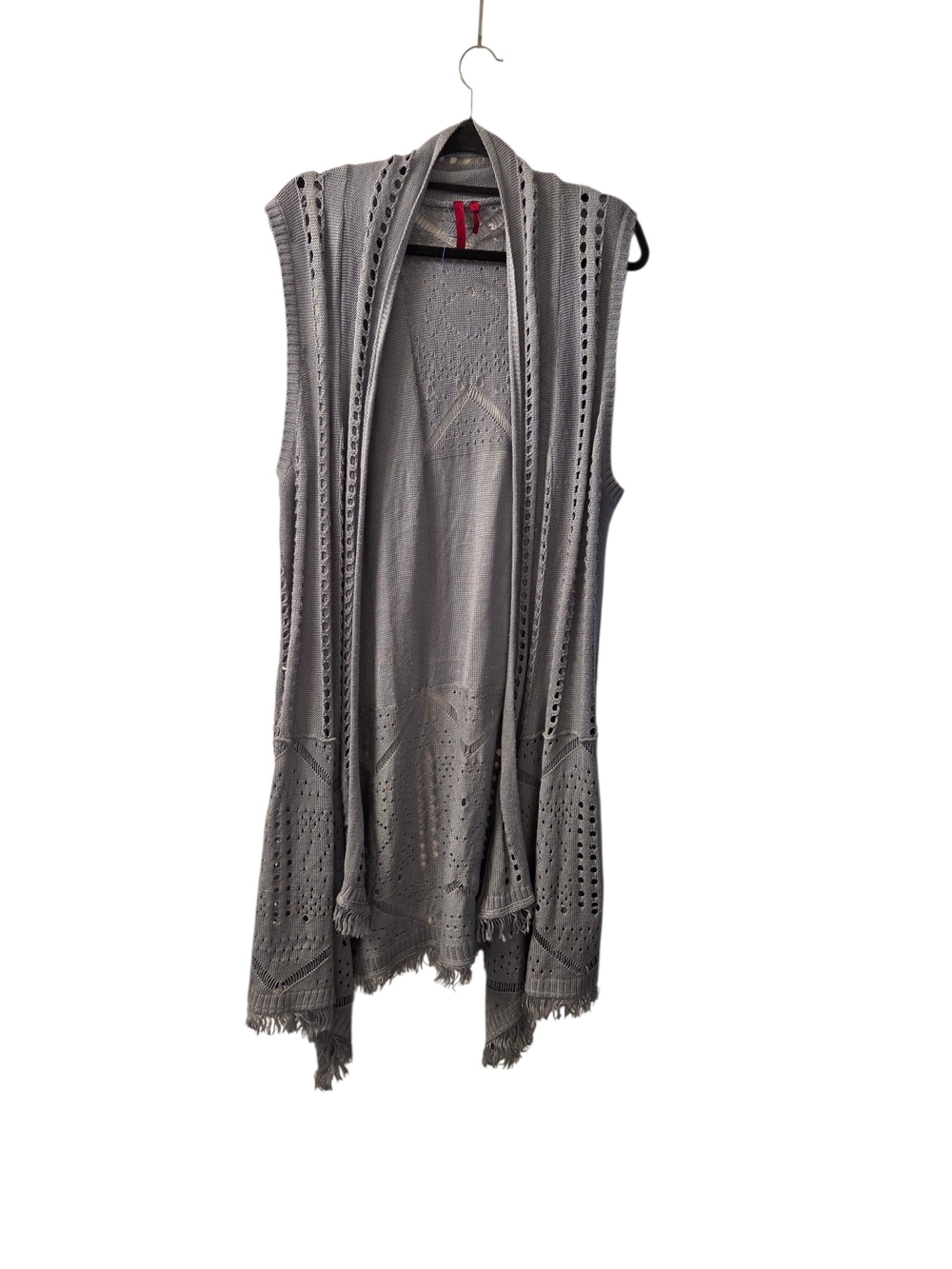 Love Scarlett Blue Knit Sleeveless Open Front Knit Cardigan